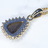 Natural Solid Australian Boulder Opal and Diamond 18k Gold  Pendant (9mm x 6mm) Code - ESP120