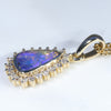 Natural Solid Australian Boulder Opal and Diamond 18k Gold  Pendant (9mm x 6mm) Code - ESP120