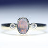 Natural Australian Black Opal Gold and Diamond Ring