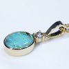 10k Gold - Solid Boulder Opal - Natural Diamond