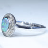 14k White Gold  - Solid Crystal Opal - Natural Diamonds