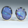 Natural Australian Boulder Opal Gold Studs