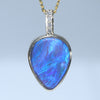 Natural Australian Black Opal Gold and Diamond Pendant