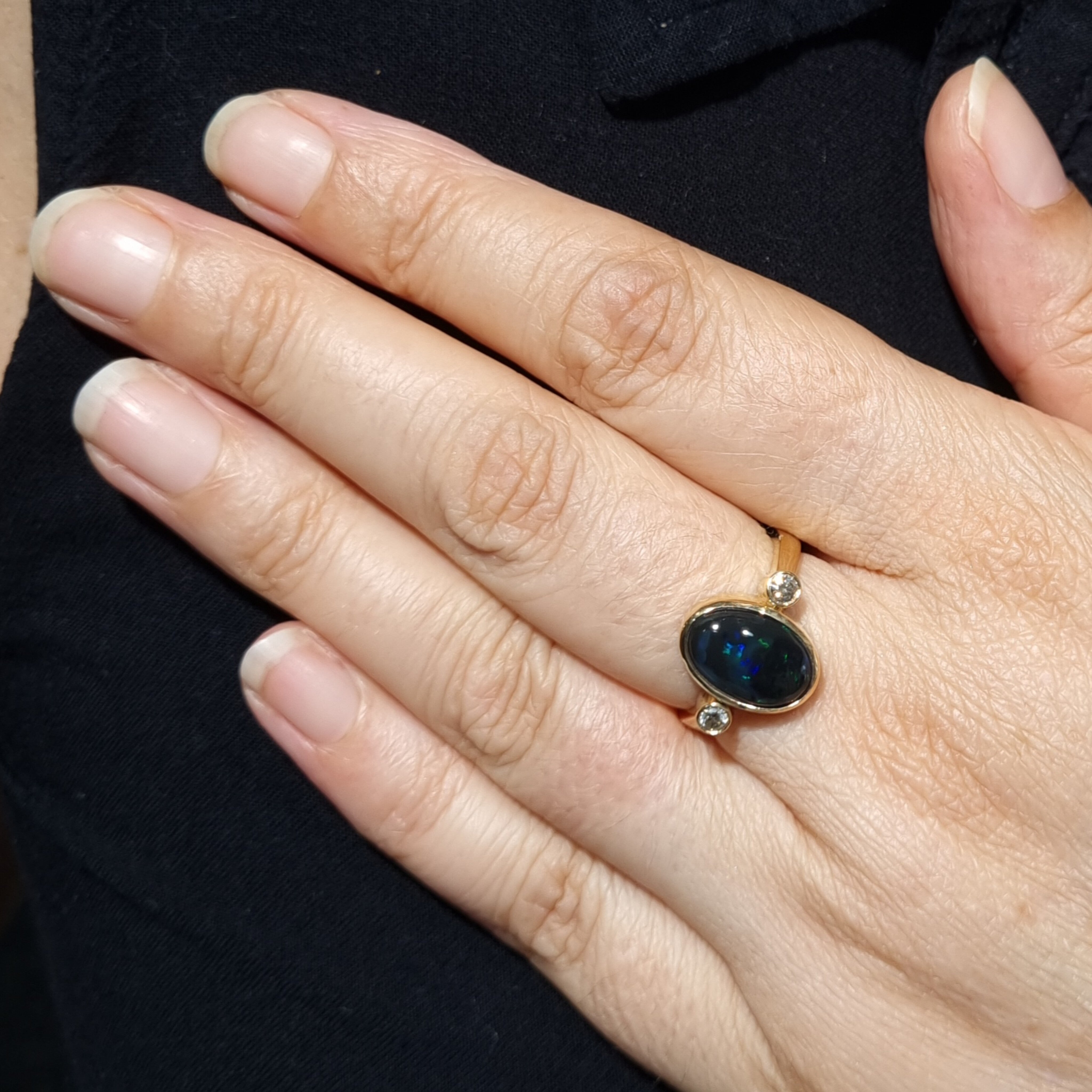 Art Deco Style Carat Black Opal And Diamond Ring | gga.lt