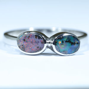 Natural Australian Boulder Opal Silver Ring