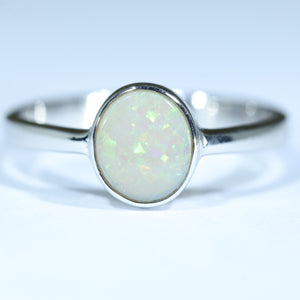 Natural Australian Lighting Ridge Dark Opal Silver Ring