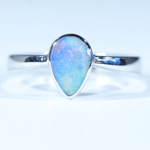 Natural Australian Boulder Opal Silver Ring