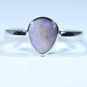 Natural Australian Lightning Ridge Silver Opal Ring