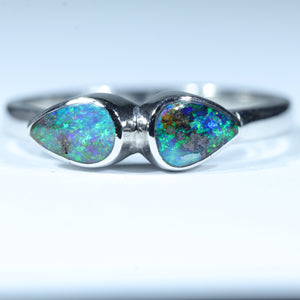 Natural Australian Boulder Opal Silver Ring