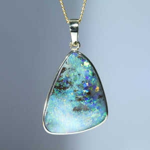 Natural Australian Boulder Opal Gold Pendant