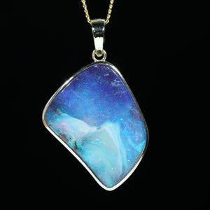 Stunning Natural Australian Boulder Opal Gold Pendant