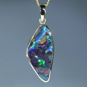 Natural Australian Boulder Opal Gold Pendant