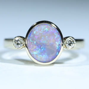 Natural Australian Lightning Ridge Opal Gold and Diamond Ring