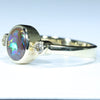 Natural Solid Australian Boulder Opal and Diamond Gold Ring - Size 6.5  US Code - EM174